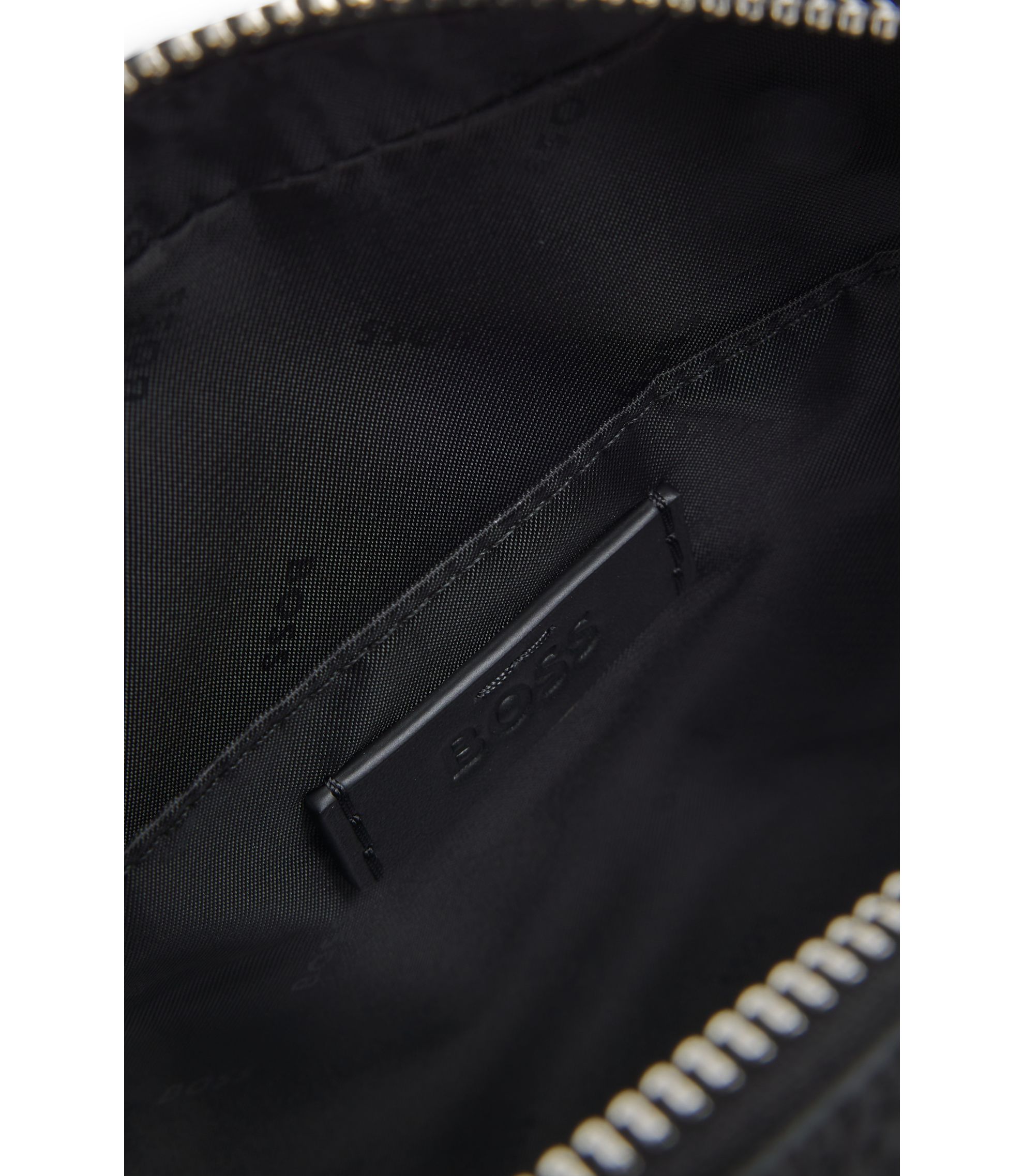 BOSS - Logo-lettering crossbody bag in Italian leather - Black