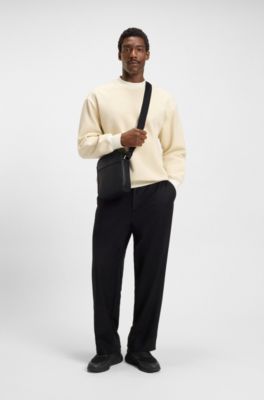 Logo-lettering crossbody bag in Italian leather