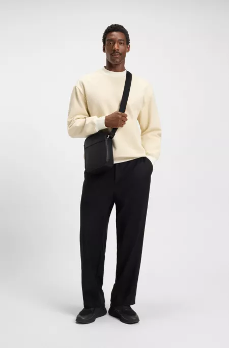 Logo-lettering crossbody bag in Italian leather