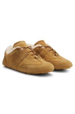 Deportivas BOSS&nbsp;x&nbsp;Steiff de ante con ribetes de tejido de peluche, Beige claro