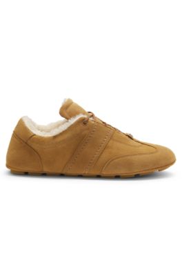 Deportivas BOSS&nbsp;x&nbsp;Steiff de ante con ribetes de tejido de peluche, Beige claro