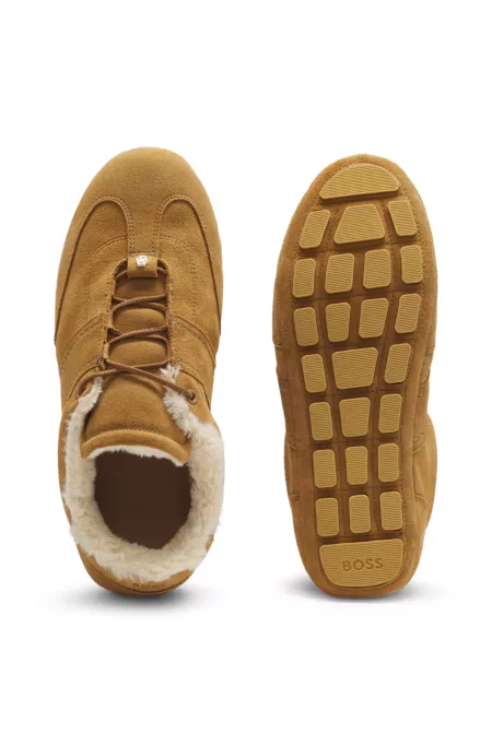 BOSS x Steiff fur-trim trainers in suede