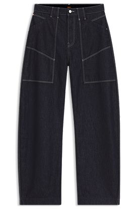 Blue balloon-leg jeans in blue rigid denim