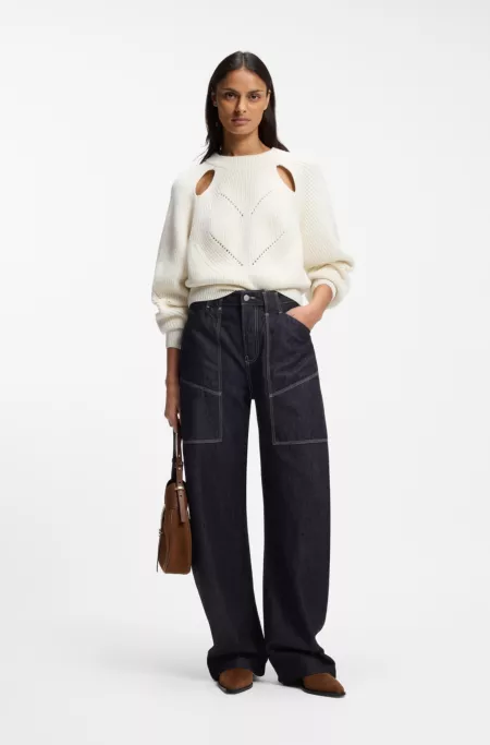 Blue balloon-leg jeans in blue rigid denim