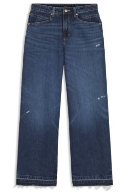 Blue relaxed-fit jeans in rigid denim, Blue