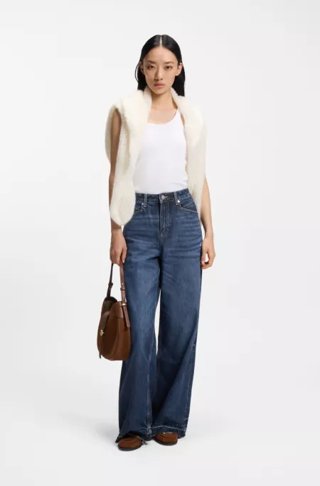 Blue relaxed-fit jeans in rigid denim