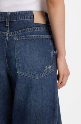 Blue relaxed-fit jeans in rigid denim, Blue
