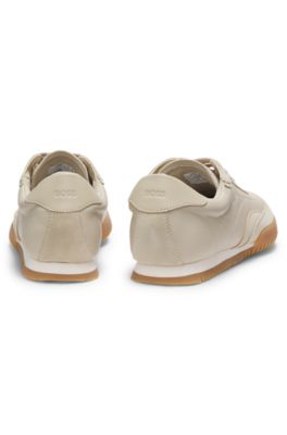 Baskets en cuir et cuir su&eacute;d&eacute;, Beige clair