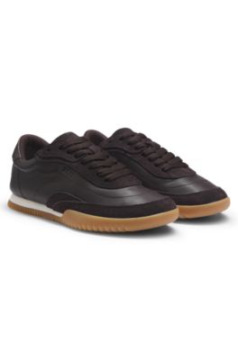 Trainers in suede and leather, Dark Brown