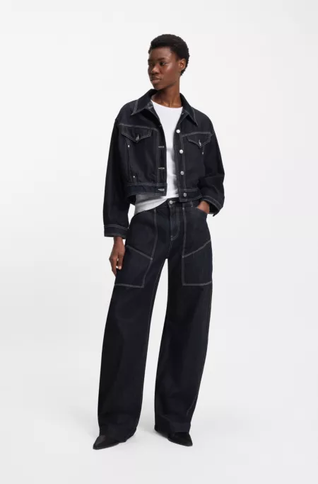 Regular-fit trucker jacket in rinse-washed denim