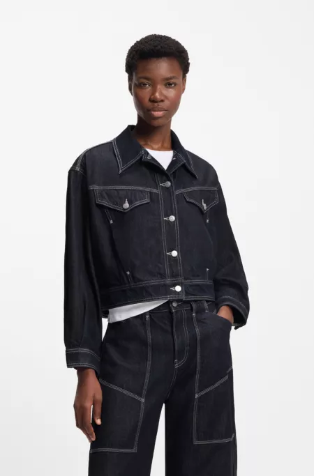 Regular-fit trucker jacket in rinse-washed denim