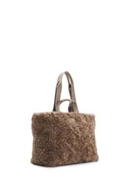 BOSS x Steiff logo-strap tote bag in teddy, Light Brown