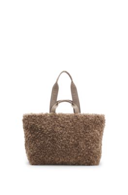 BOSS x Steiff logo-strap tote bag in teddy, Light Brown