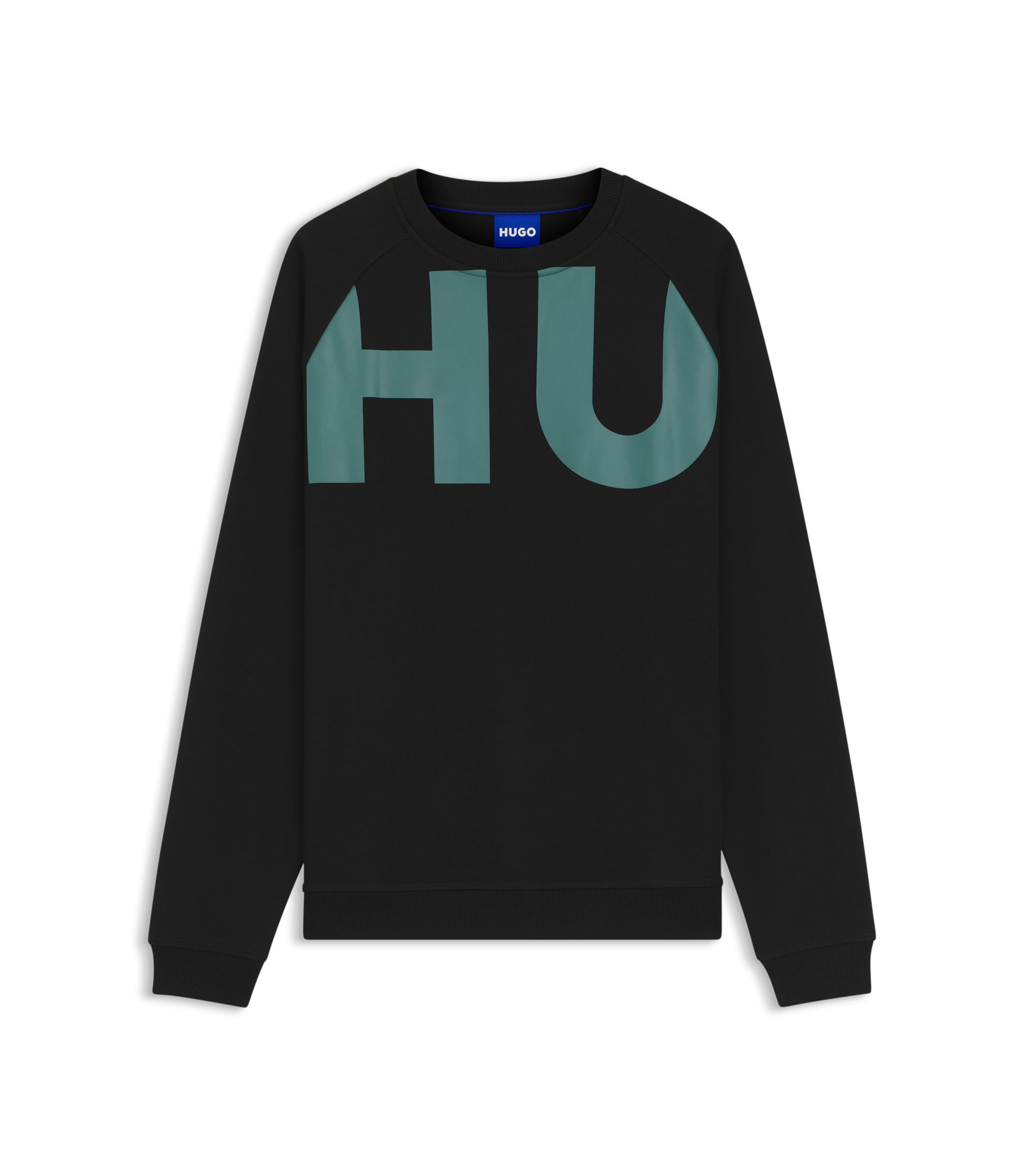 HUGO - Large-logo sweatshirt in cotton jersey - Black