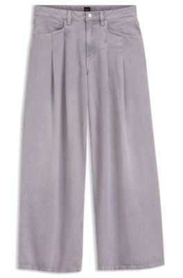 Vaqueros relaxed fit de pernera ancha, Gris claro