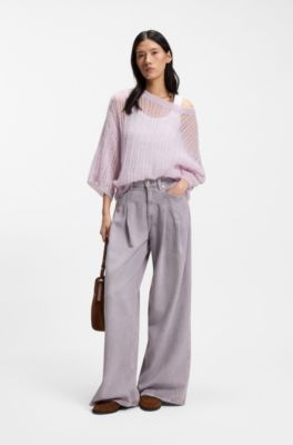 Relaxed-fit jeans with wide leg, Light Grey
