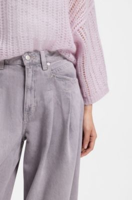 Relaxed-fit jeans with wide leg, Light Grey
