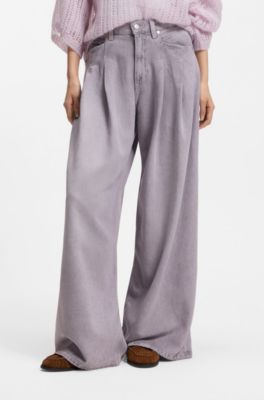 Relaxed-fit jeans with wide leg, Light Grey