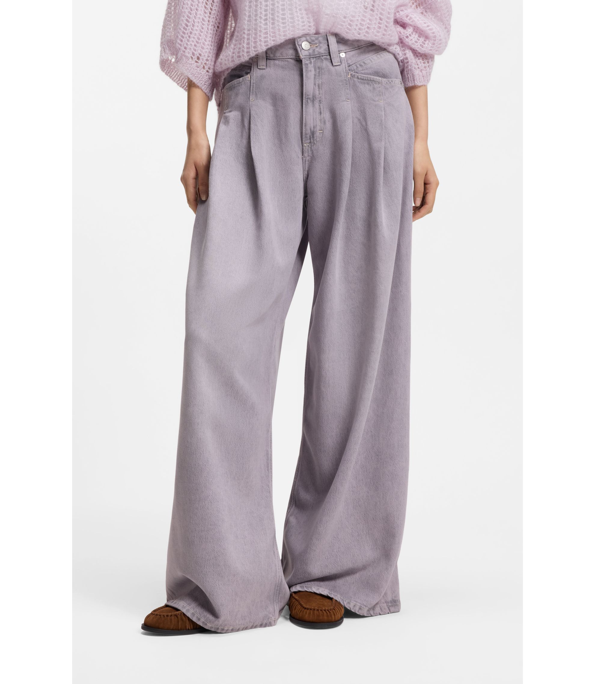 ピースマン BOSS - Relaxed-fit jeans with wide leg - Light Grey
