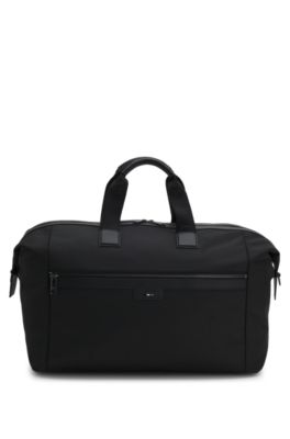 Sac de voyage en tissu textur&eacute; avec finitions en similicuir, Noir