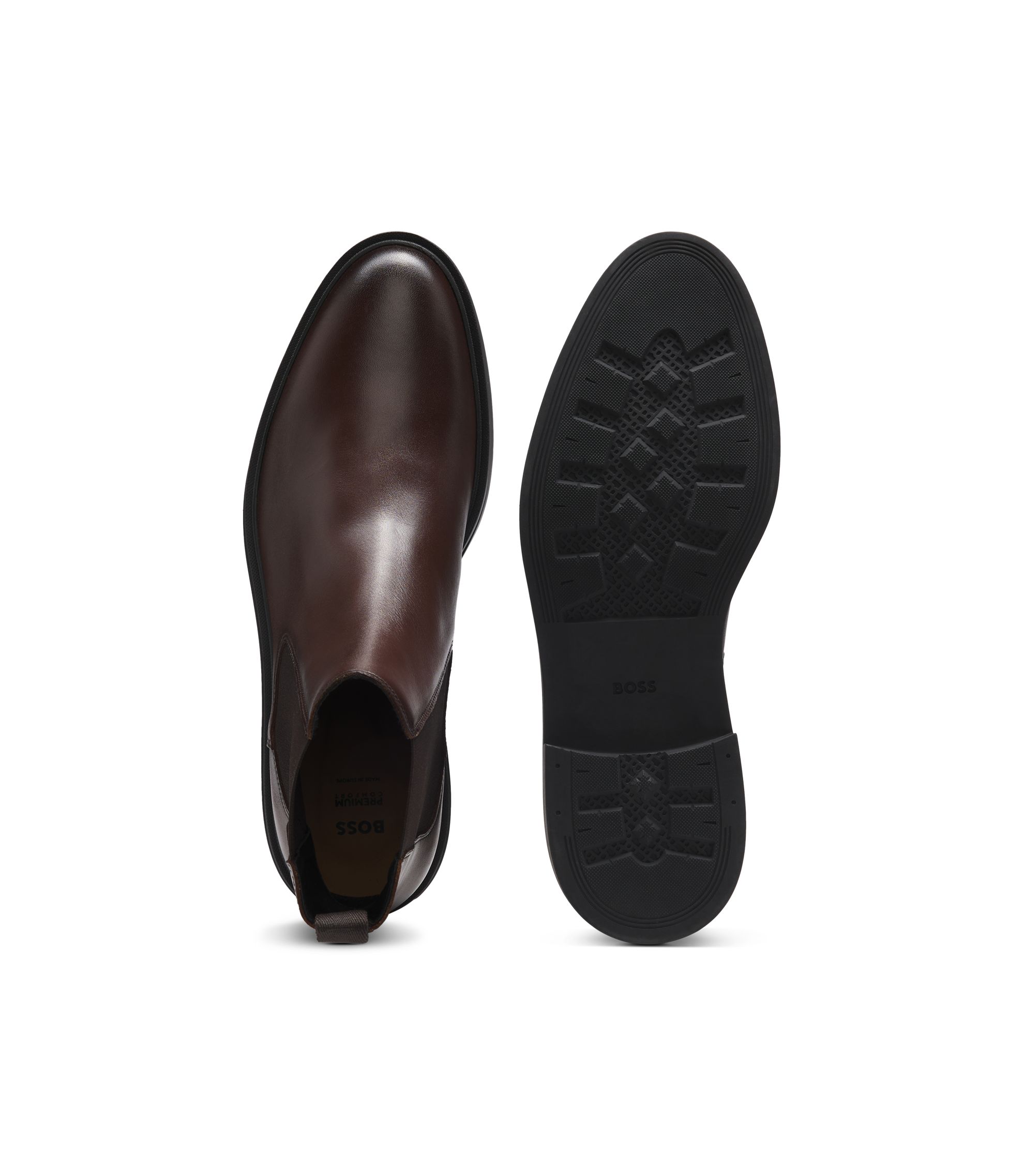 BOSS - Leather Chelsea boots with signature-stripe detail  display picture 3