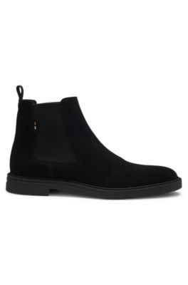 Signature-stripe Chelsea boots in suede, Black