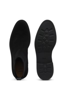 Signature-stripe Chelsea boots in suede, Black