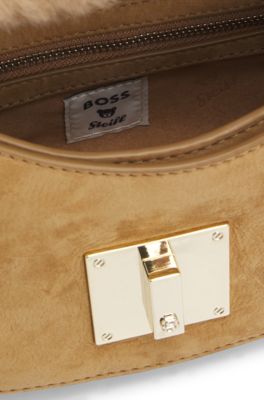 BOSS&nbsp;x&nbsp;Steiff sac en cuir Ariell avec poign&eacute;e en laine textur&eacute;e, Beige