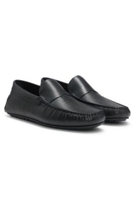 Mocasines con suela estilo driver en piel estampada, Negro