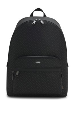 Monogram backpack with foil-embossed logo, Black