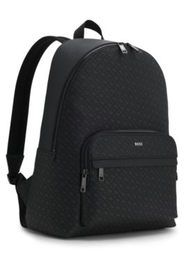 Monogram backpack with foil-embossed logo, Black