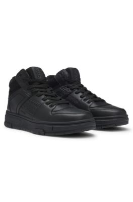 High-top trainers with mesh trims, Black
