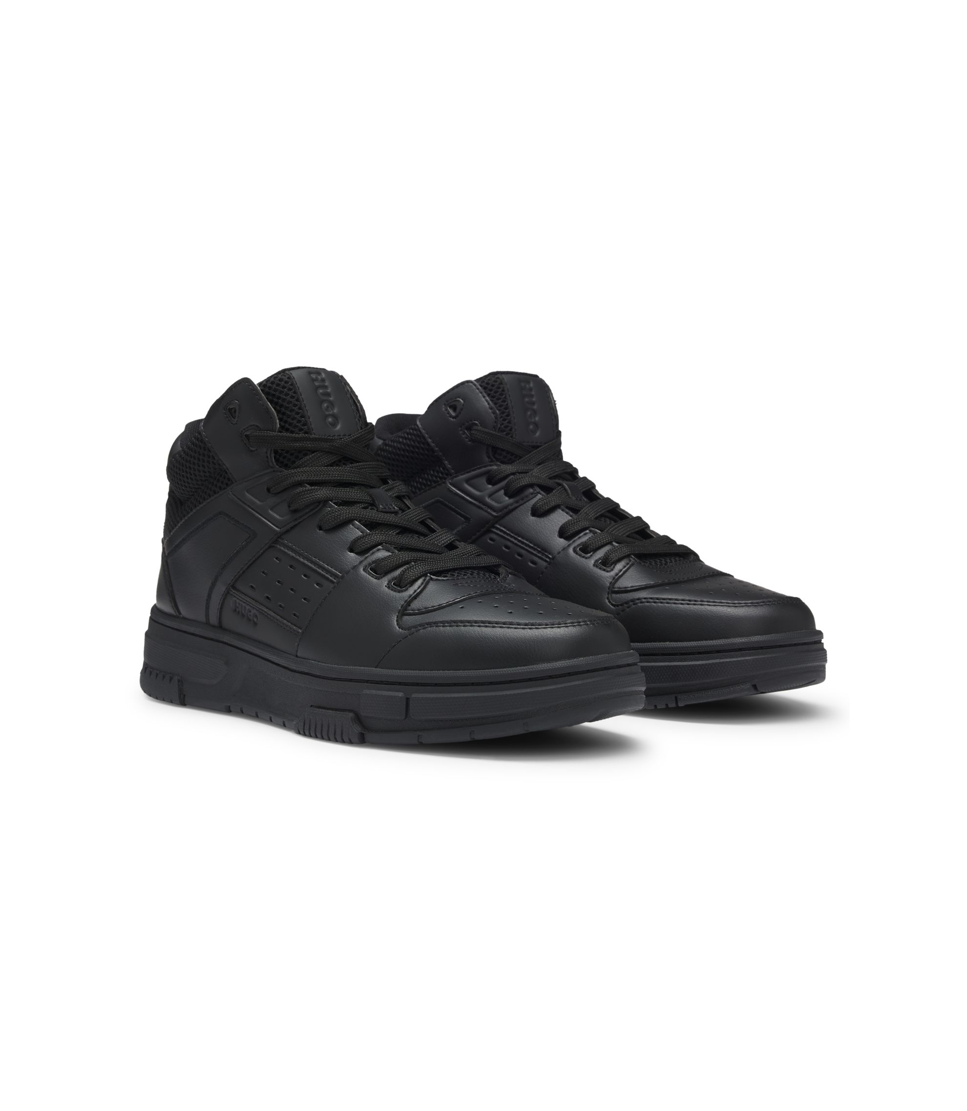 HUGO - High-top trainers with mesh trims - Black