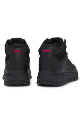 Deportivas de ca&ntilde;a alta con detalles de malla, Negro