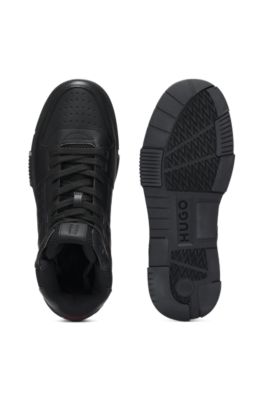 Deportivas de ca&ntilde;a alta con detalles de malla, Negro