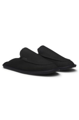 Zapatillas de casa de microfibra con suela de goma, Negro