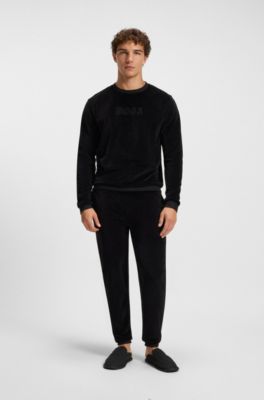 Zapatillas de casa de microfibra con suela de goma, Negro