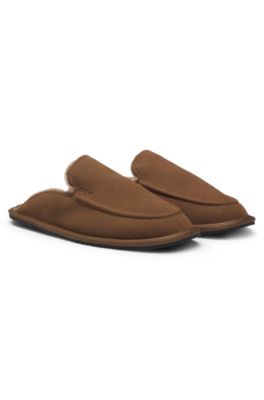 Zapatillas de casa de microfibra con suela de goma, Marr&oacute;n oscuro