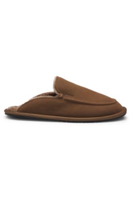 Zapatillas de casa de microfibra con suela de goma, Marr&oacute;n oscuro