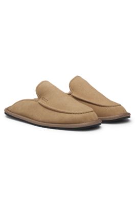 Zapatillas de casa de microfibra con suela de goma, Beige