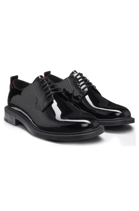 Embossed-logo Derby shoes in patent leather