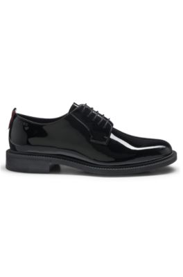 Embossed-logo Derby shoes in patent leather, Black