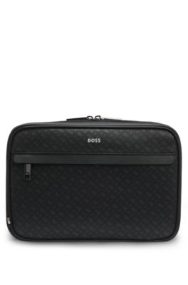 Monogram washbag with foil-embossed logo, Black