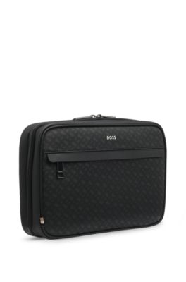 Monogram washbag with foil-embossed logo, Black