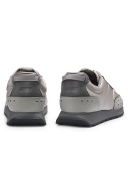 Retro-inspired trainers with faux-leather trims, Grey