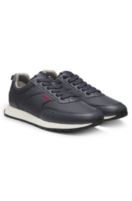 Retro-inspired trainers with faux-leather trims, Dark Blue
