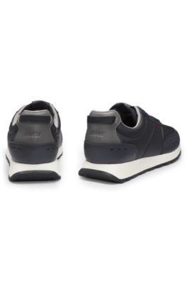 Retro-inspired trainers with faux-leather trims, Dark Blue