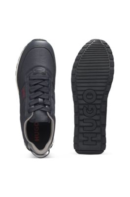 Retro-inspired trainers with faux-leather trims, Dark Blue