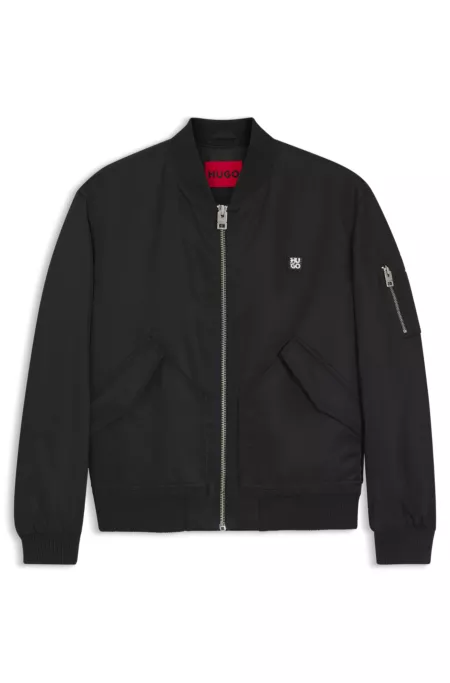 Stacked-logo bomber jacket with water-repellent finish