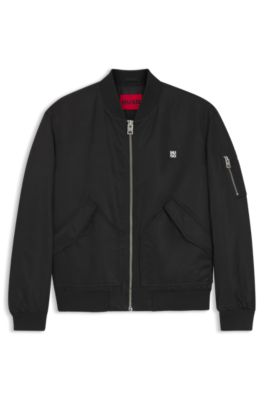 Cazadora bomber repelente al agua con logo apilado, Negro